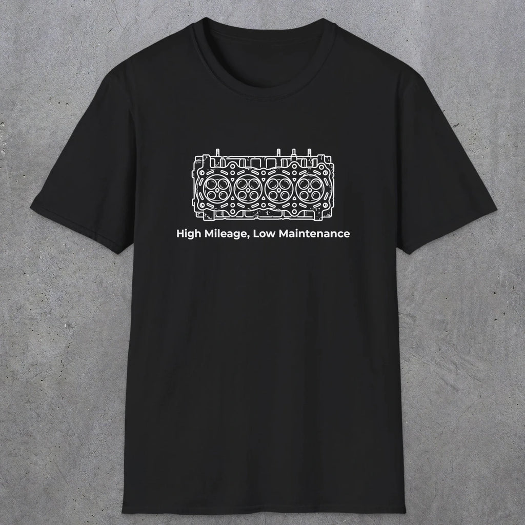 039 High Mileage, Low Maintenance | Funny Dad T-Shirt | RustyDad