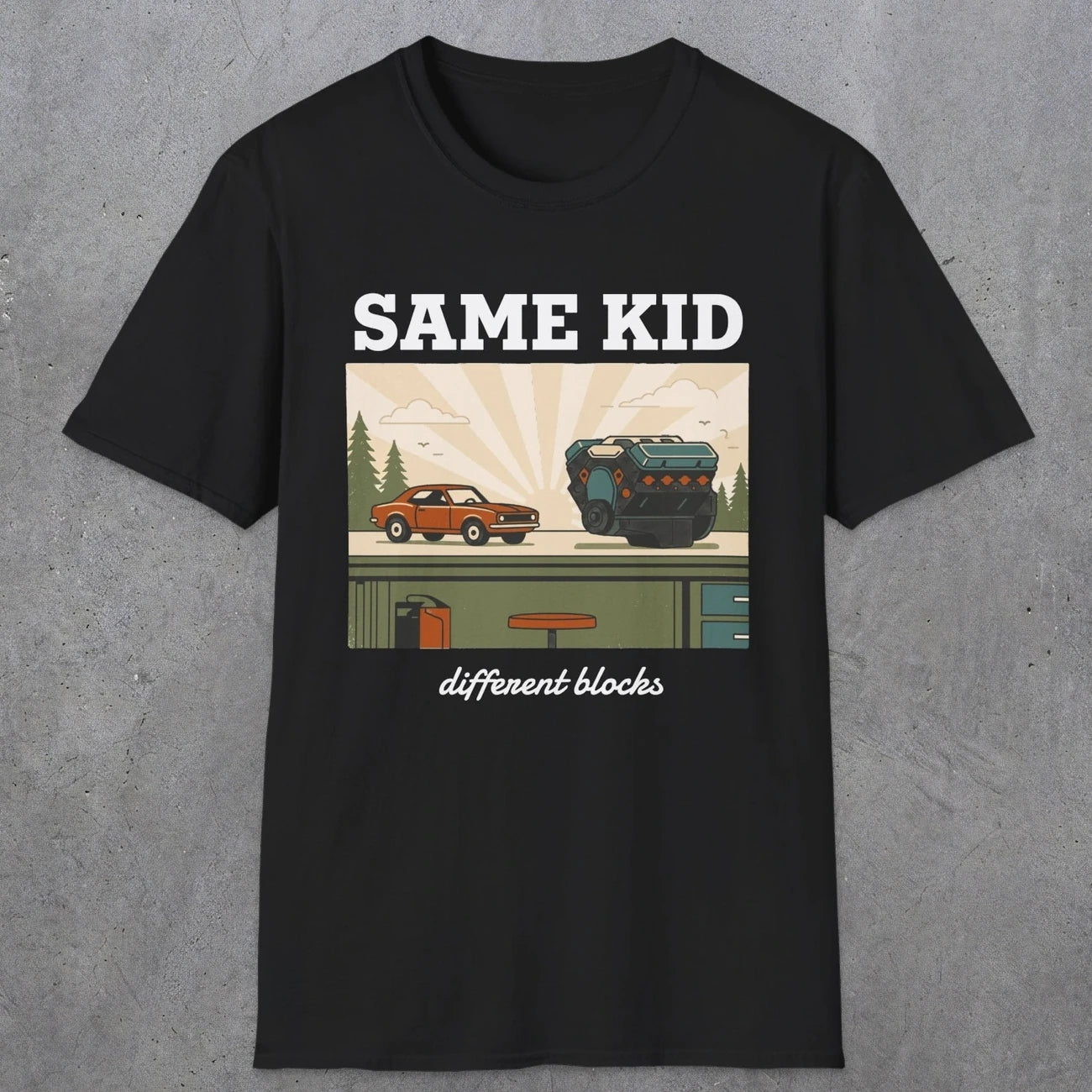 0550 Same Kid. Different Blocks. | Dad T-Shirt | RustyDad
