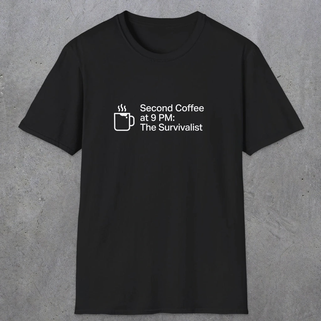 060 Second Coffee at 9pm; The Survivalist | Funny Dad T-Shirt | RustyDad