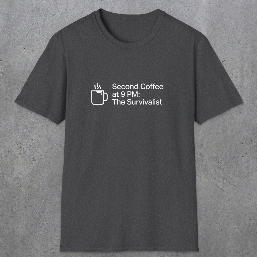 060 Second Coffee at 9pm; The Survivalist | Funny Dad T-Shirt | RustyDad