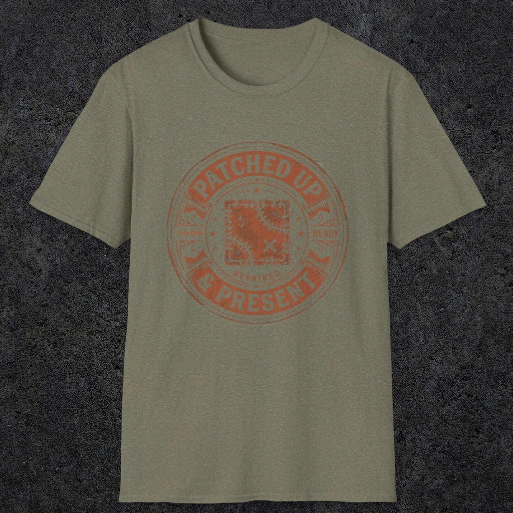 0007 Patched up & Present | Funny Dad T-Shirt | RustyDad