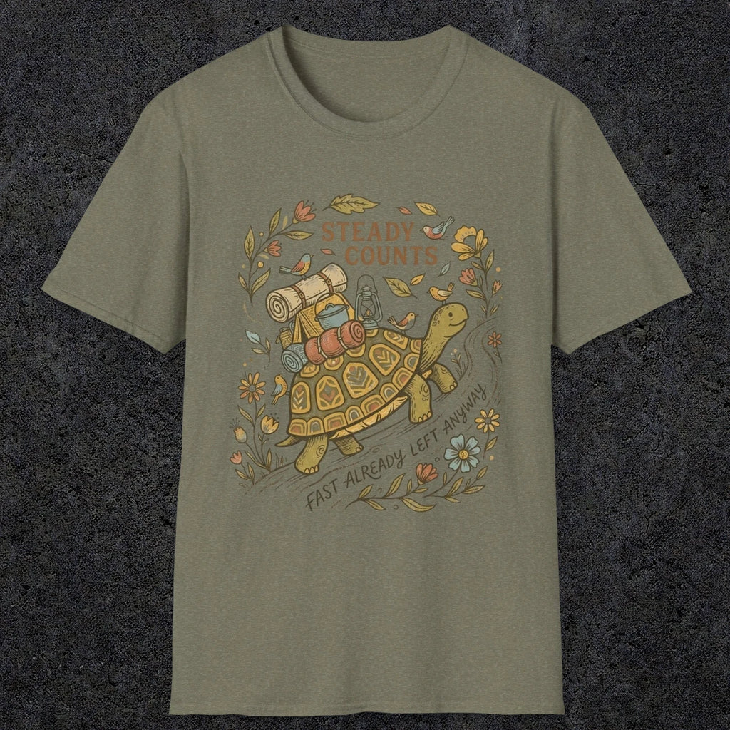 009 Steady counts, fast already left anyway | Funny Dad T-Shirt | RustyDad