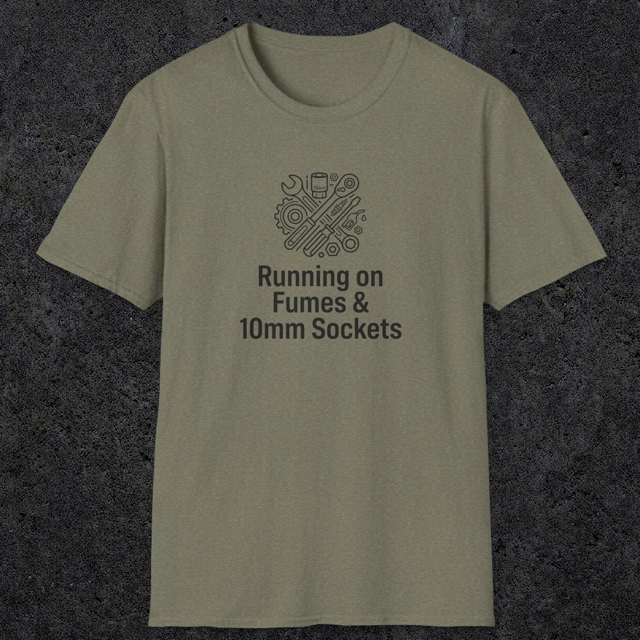 042 Running On Fumes & 10mm Sockets | Funny Dad T-Shirt | RustyDad