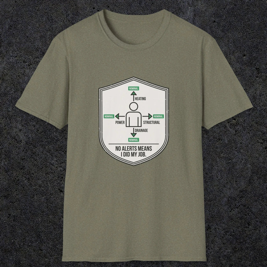 0105 No Alerts Means I Did My Job | Funny Dad T-Shirt | RustyDad