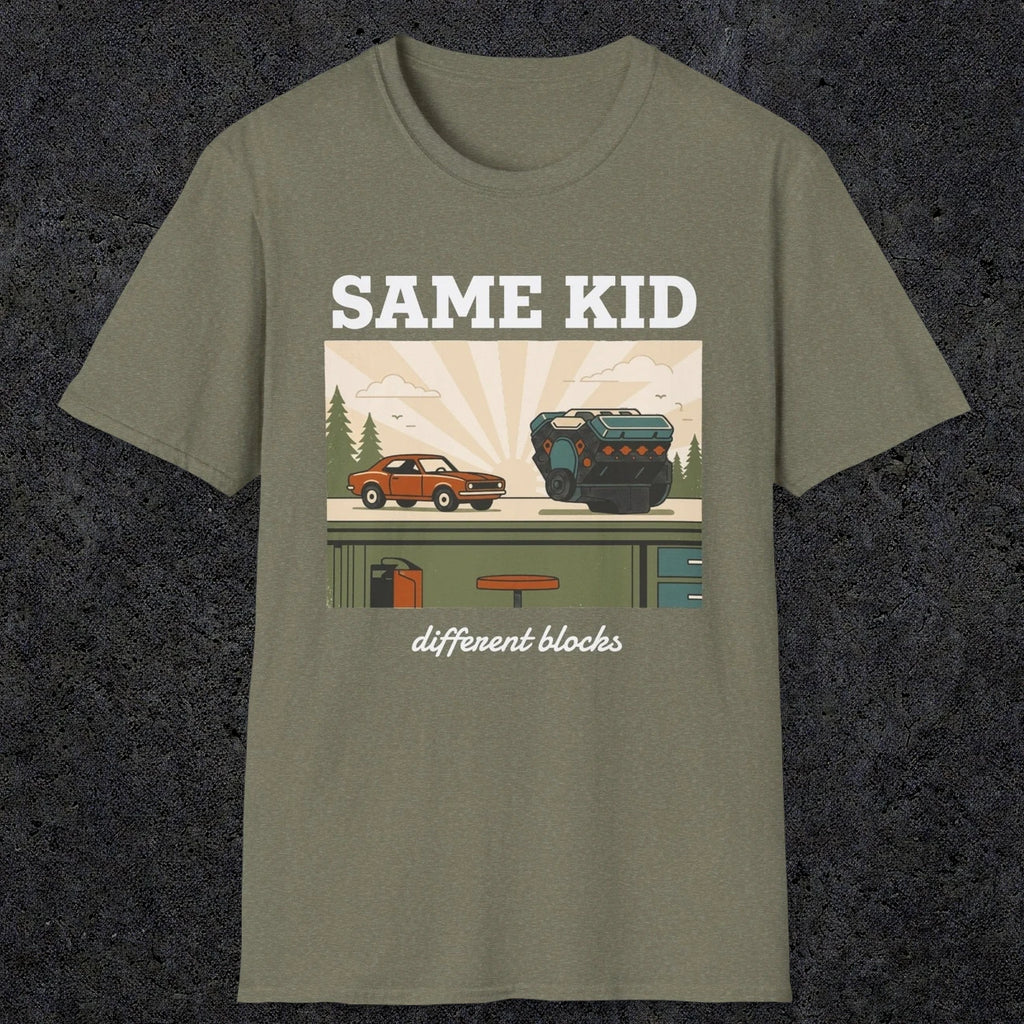 0550 Same Kid. Different Blocks. | Dad T-Shirt | RustyDad