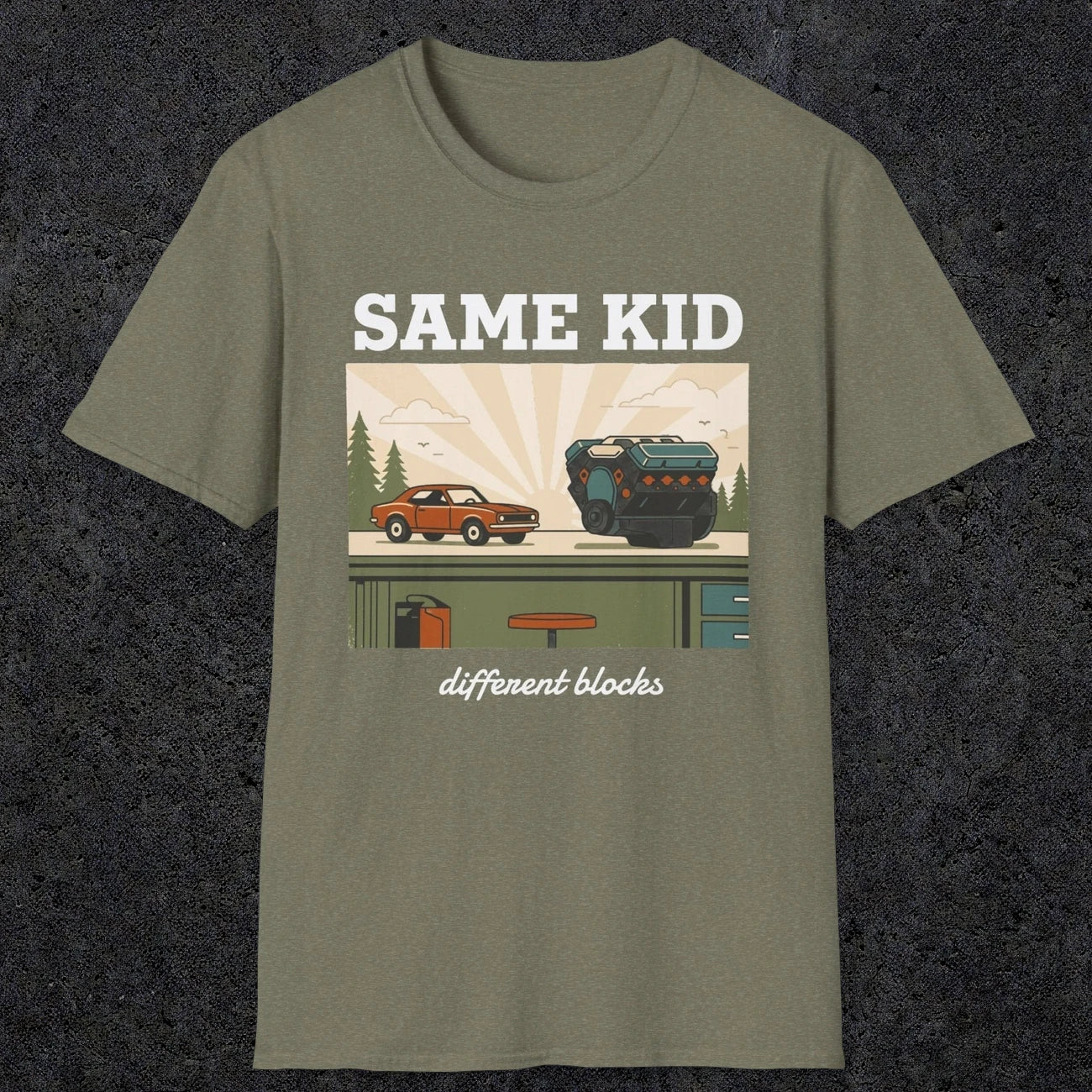0550 Same Kid. Different Blocks. | Dad T-Shirt | RustyDad