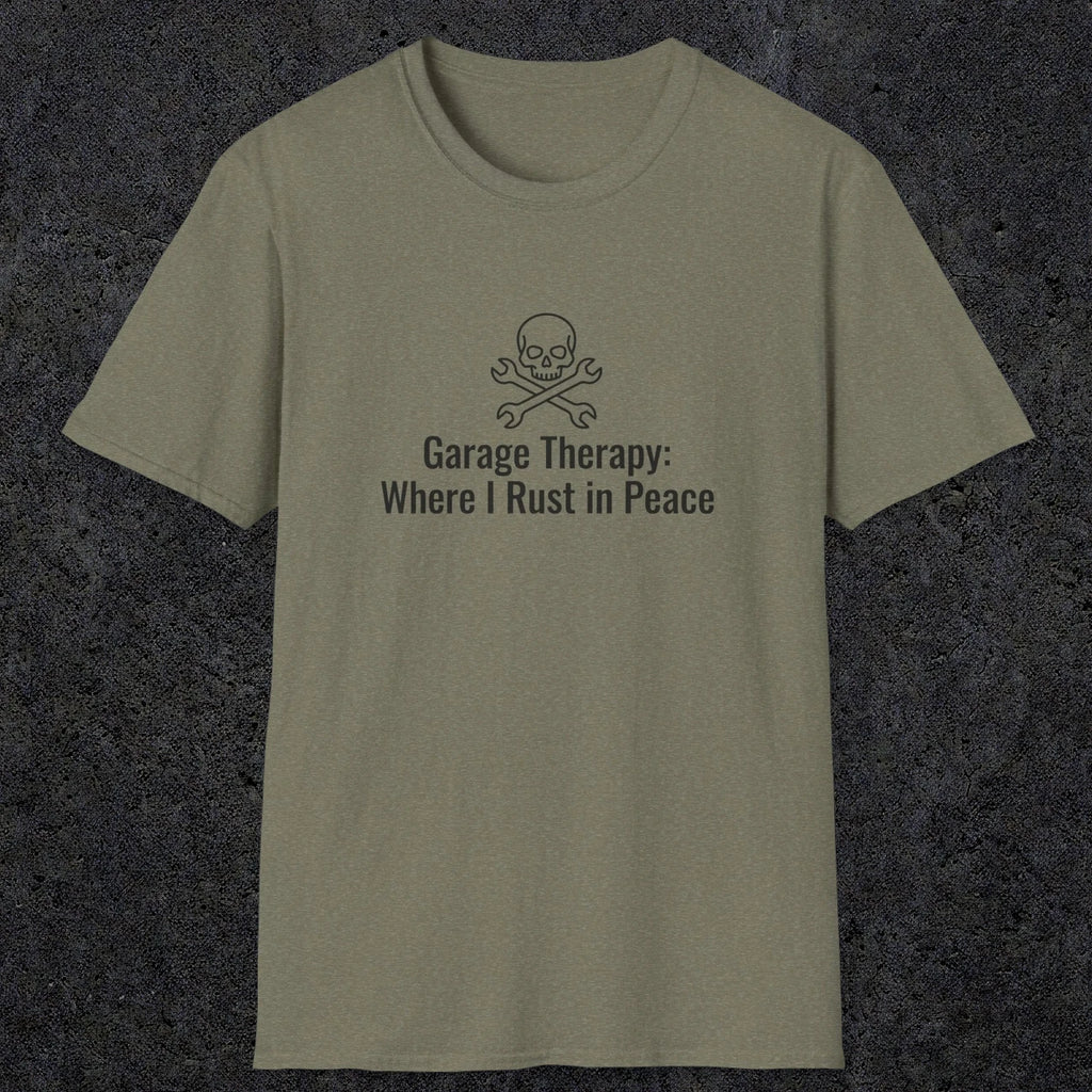080 Garage thereapy where i rust in peace | Funny Dad T-Shirt | RustyDad