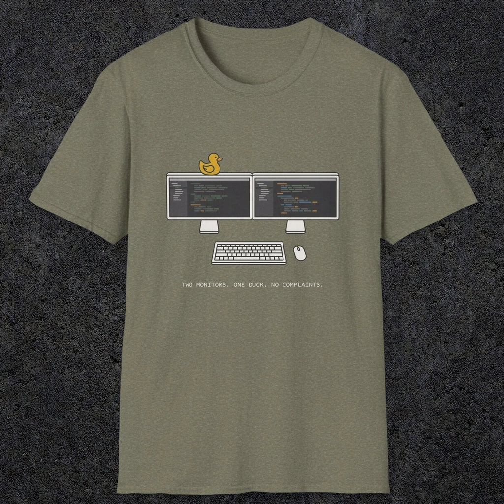 0117 Two Monitors One Duck No Complaints | Funny Dad T-Shirt | RustyDad