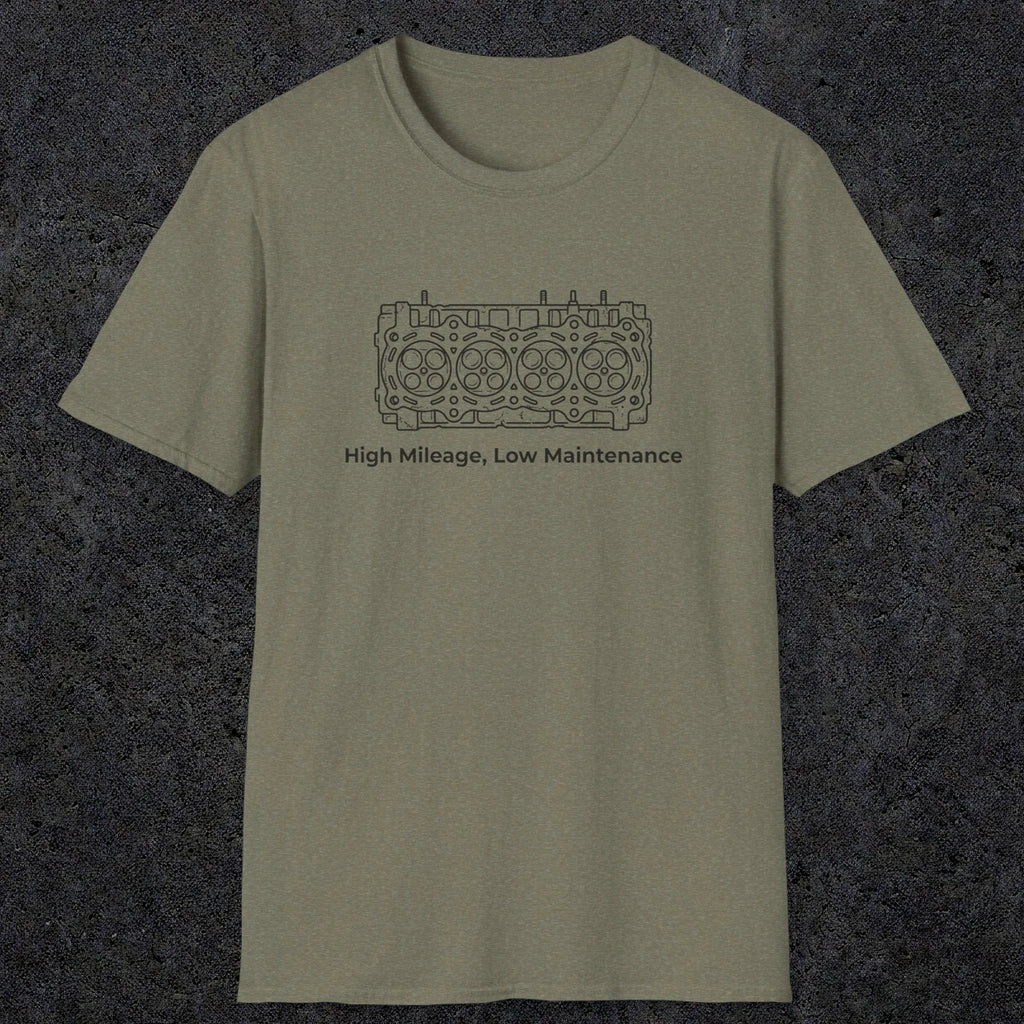 039 High Mileage, Low Maintenance | Funny Dad T-Shirt | RustyDad
