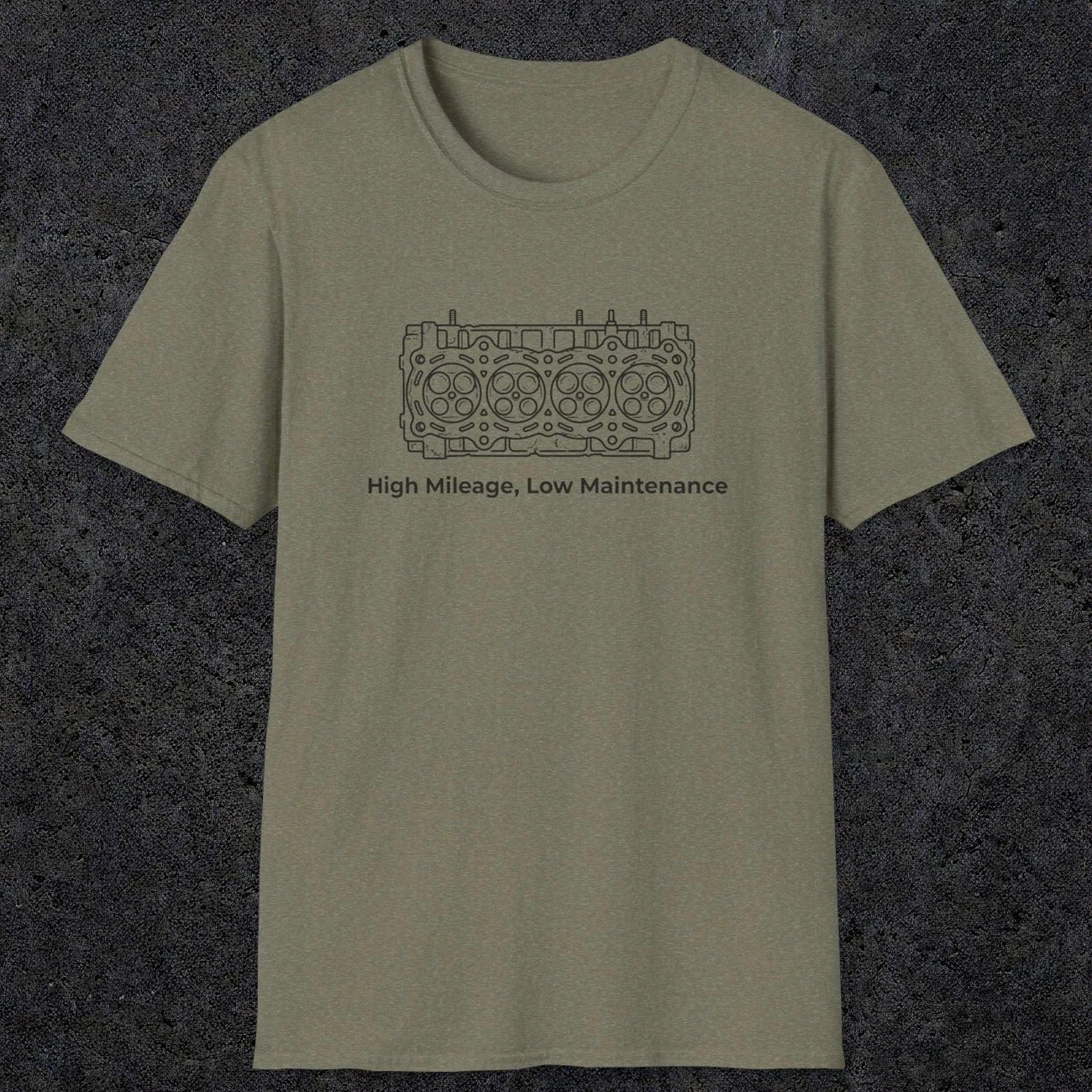 039 High Mileage, Low Maintenance | Funny Dad T-Shirt | RustyDad