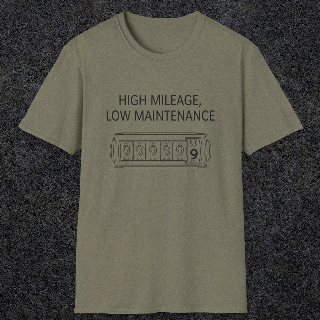 0085 High Mileage Low Maintenance | Funny Dad T-Shirt | RustyDad