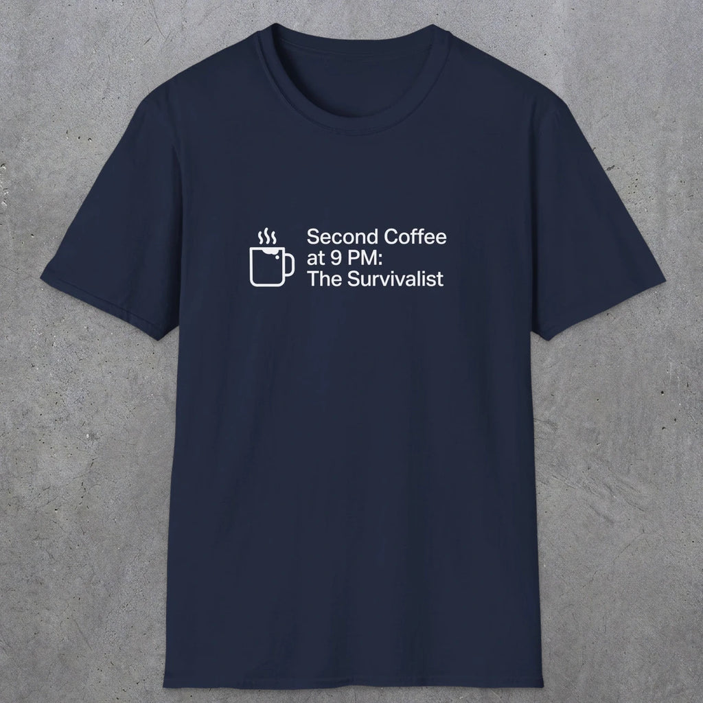 060 Second Coffee at 9pm; The Survivalist | Funny Dad T-Shirt | RustyDad