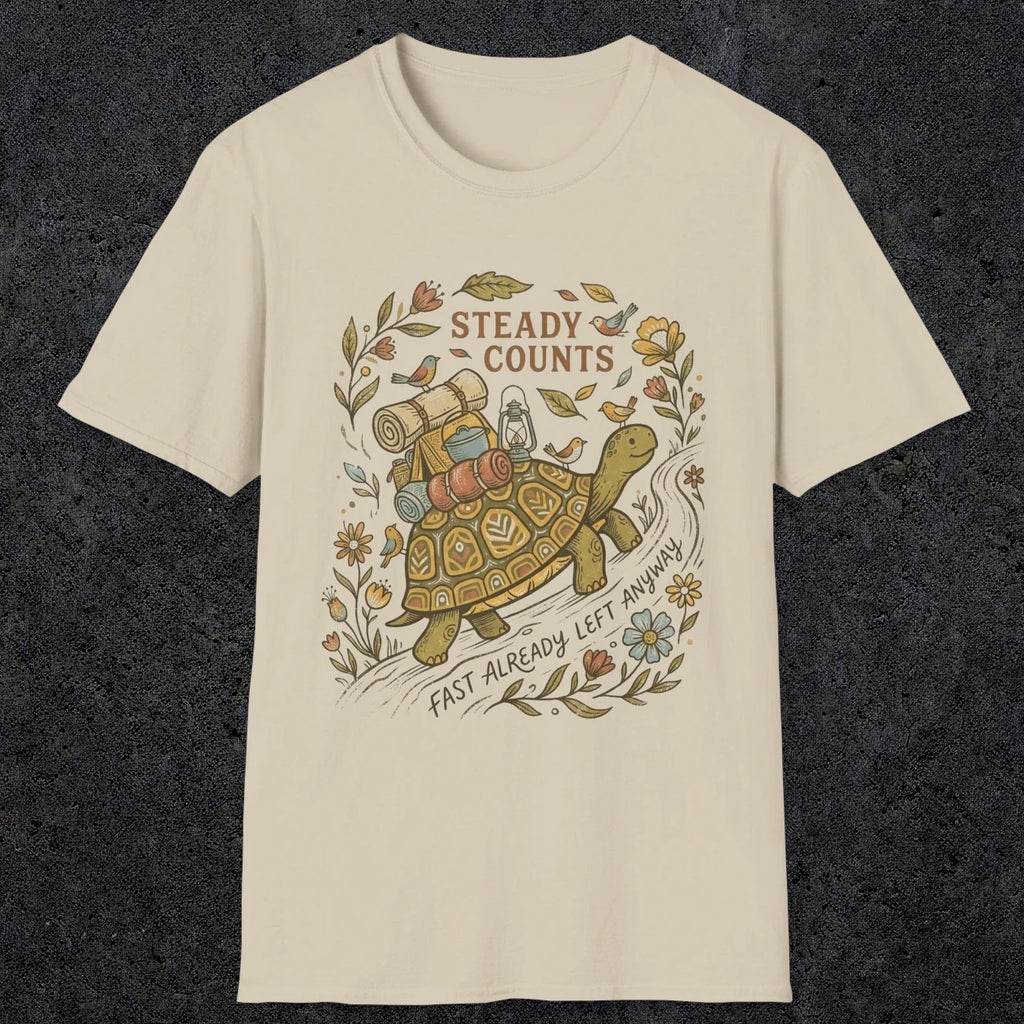 009 Steady counts, fast already left anyway | Funny Dad T-Shirt | RustyDad