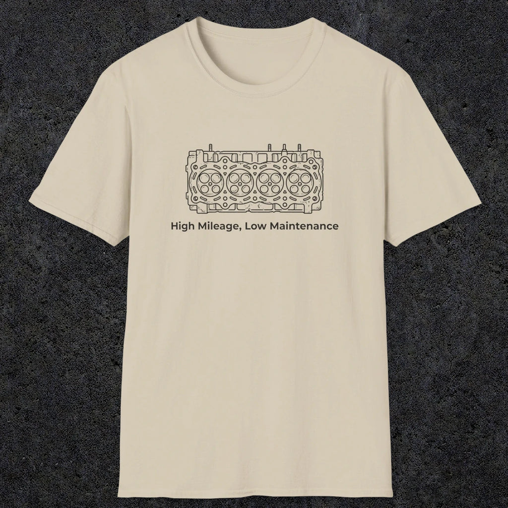 039 High Mileage, Low Maintenance | Funny Dad T-Shirt | RustyDad