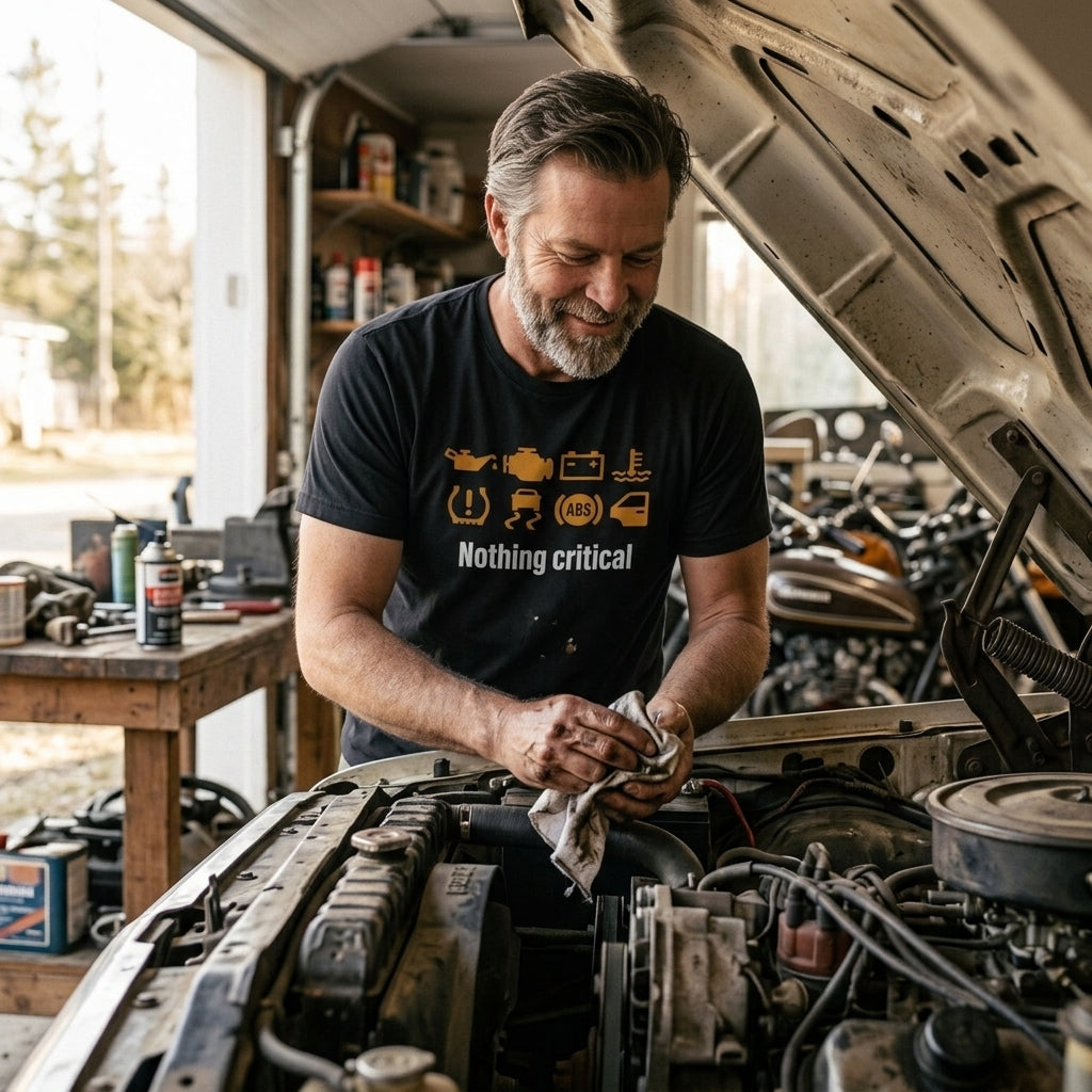 Great gift for dads who ignore the check engine light and guys who fix things only when they stop moving.