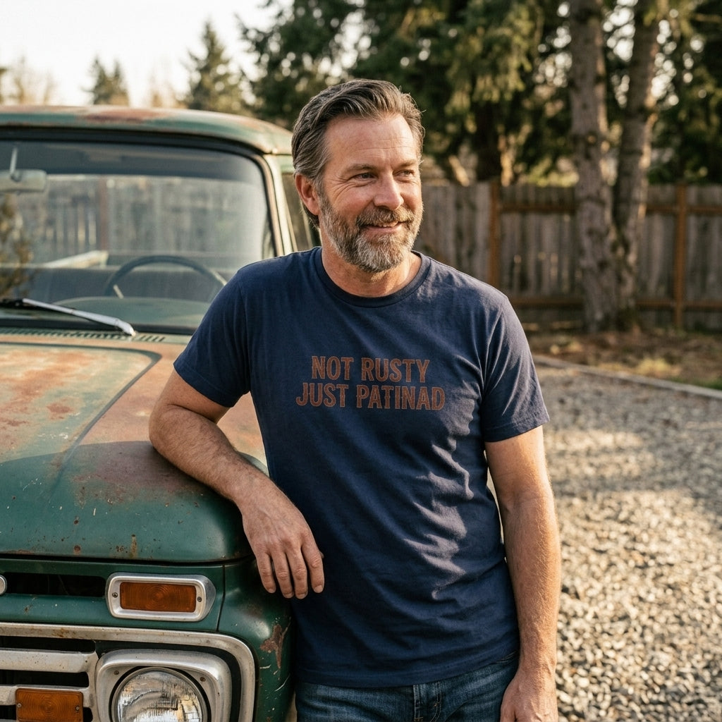 Great gift for dads who appreciate old trucks, vintage tools, and getting better with age.