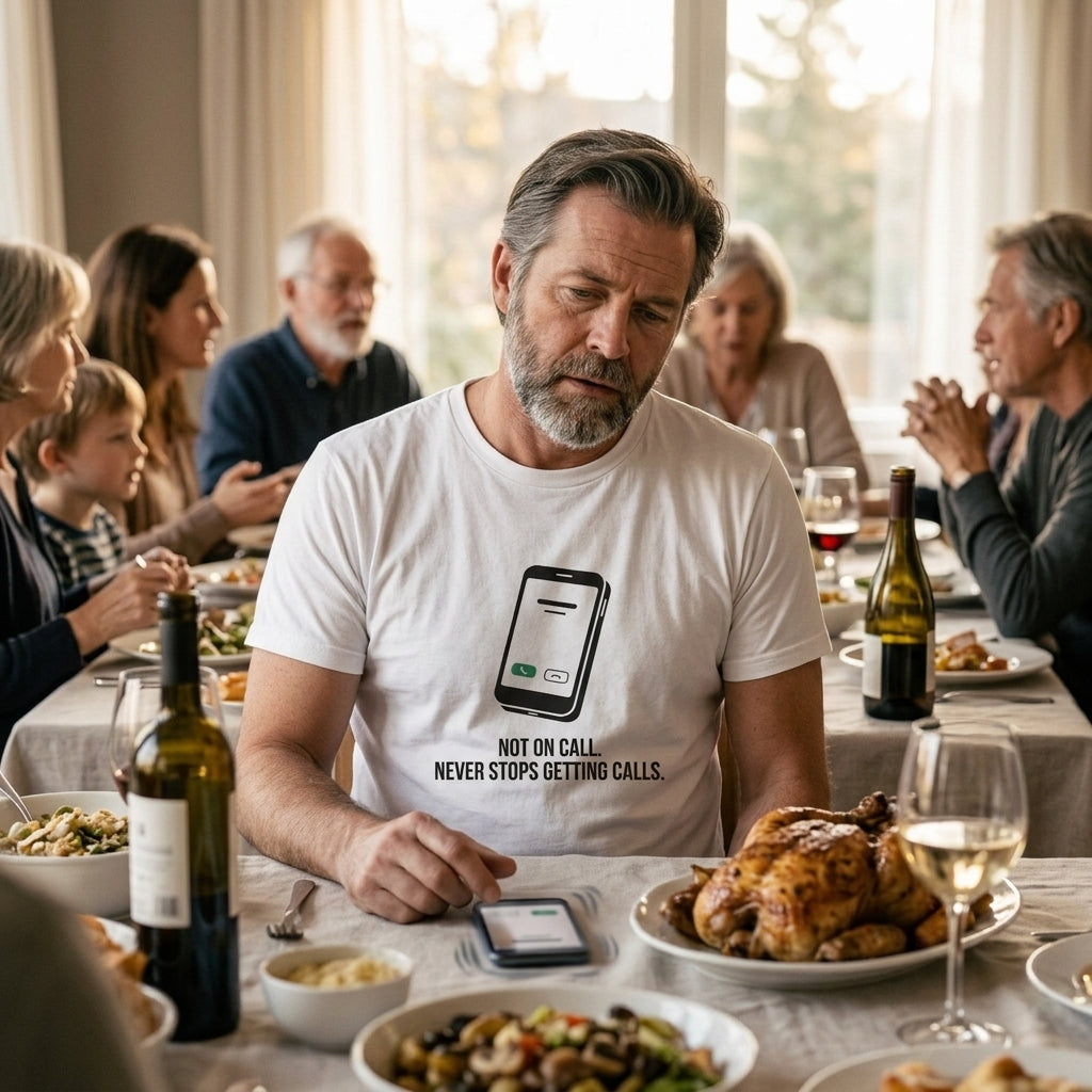 Great gift for infrastructure dads, handymen, and the guy who can't finish a meal without the phone ringing.