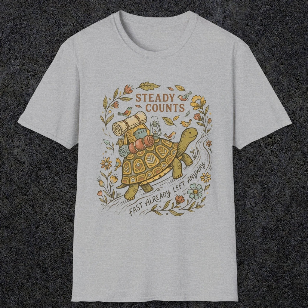 009 Steady counts, fast already left anyway | Funny Dad T-Shirt | RustyDad