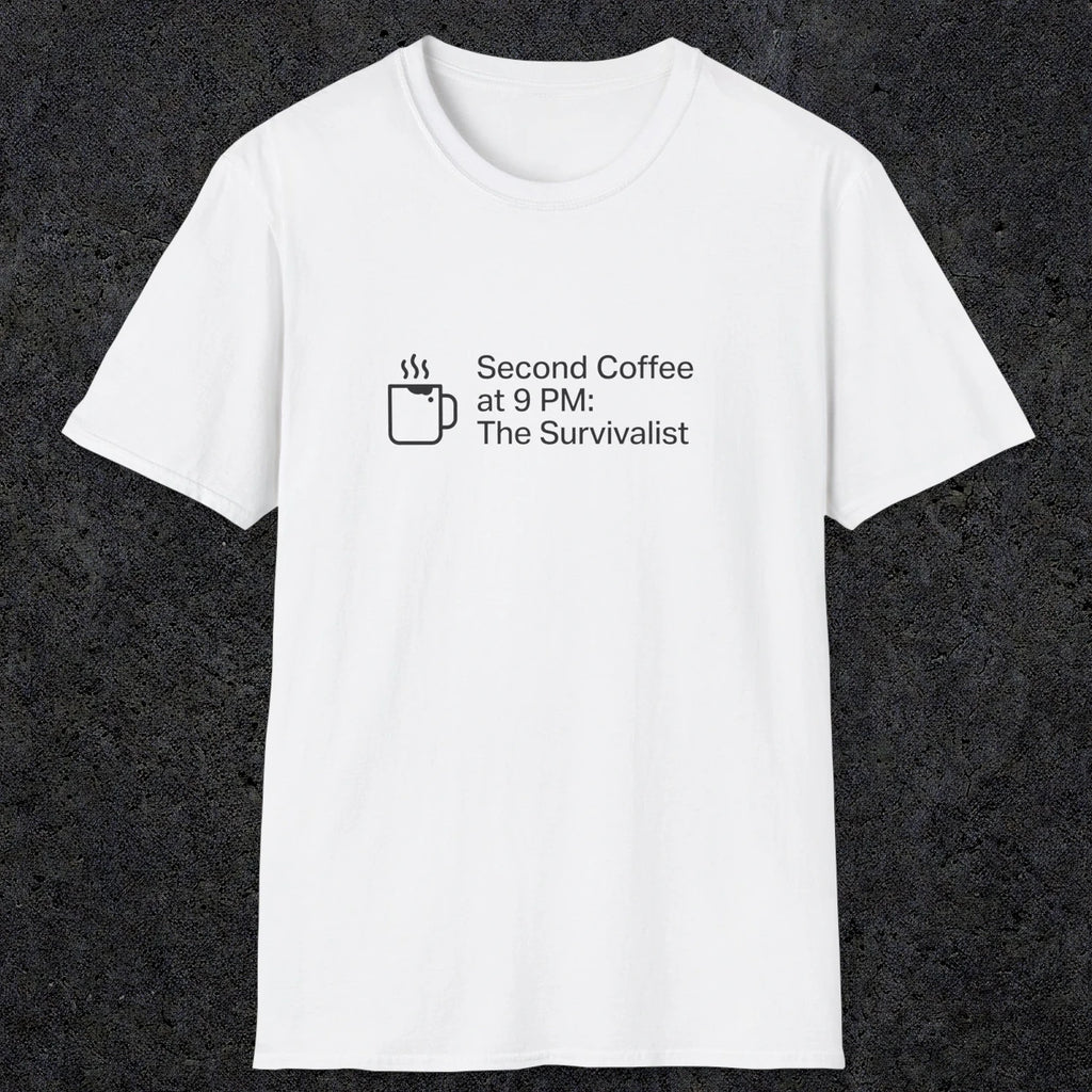 060 Second Coffee at 9pm; The Survivalist | Funny Dad T-Shirt | RustyDad