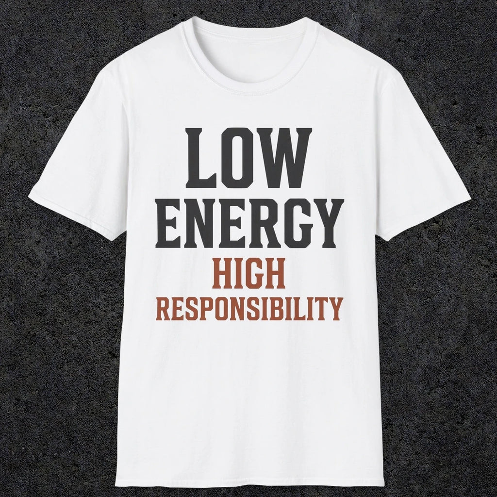 0022 Low energy high responsibility | Funny Dad T-Shirt | RustyDad