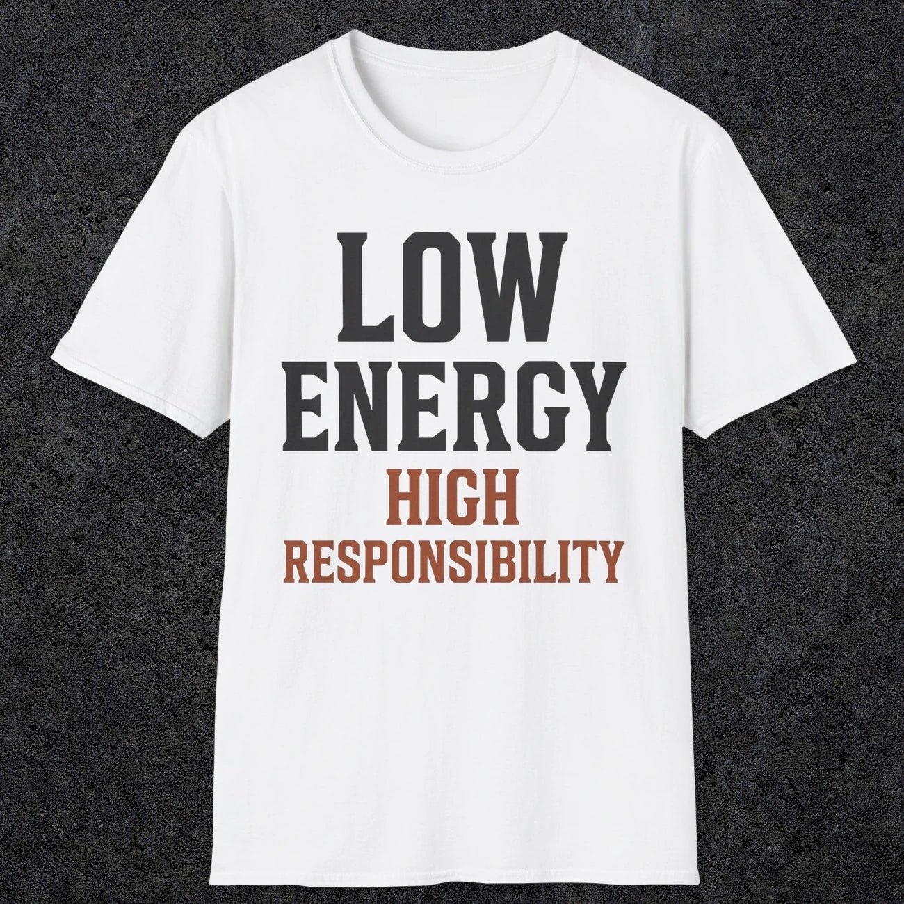 0022 Low energy high responsibility | Funny Dad T-Shirt | RustyDad