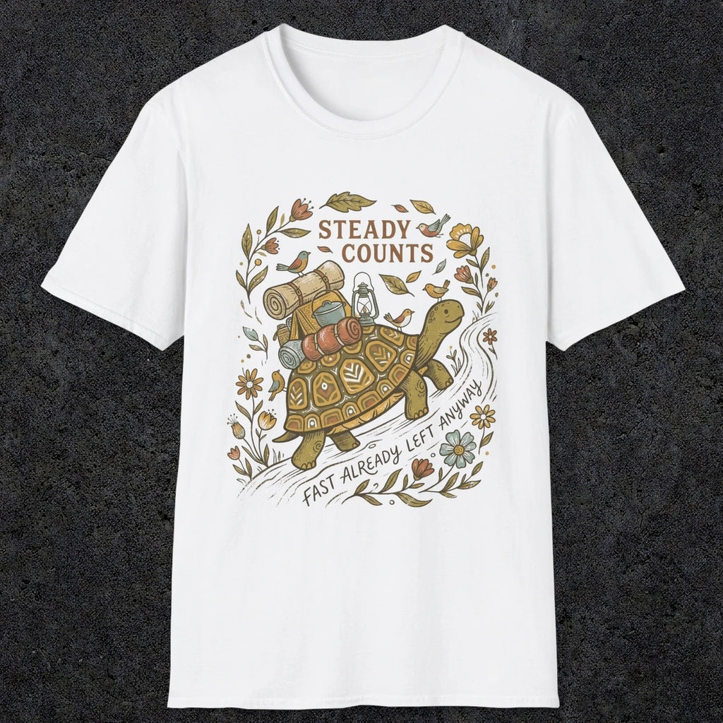 009 Steady counts, fast already left anyway | Funny Dad T-Shirt | RustyDad