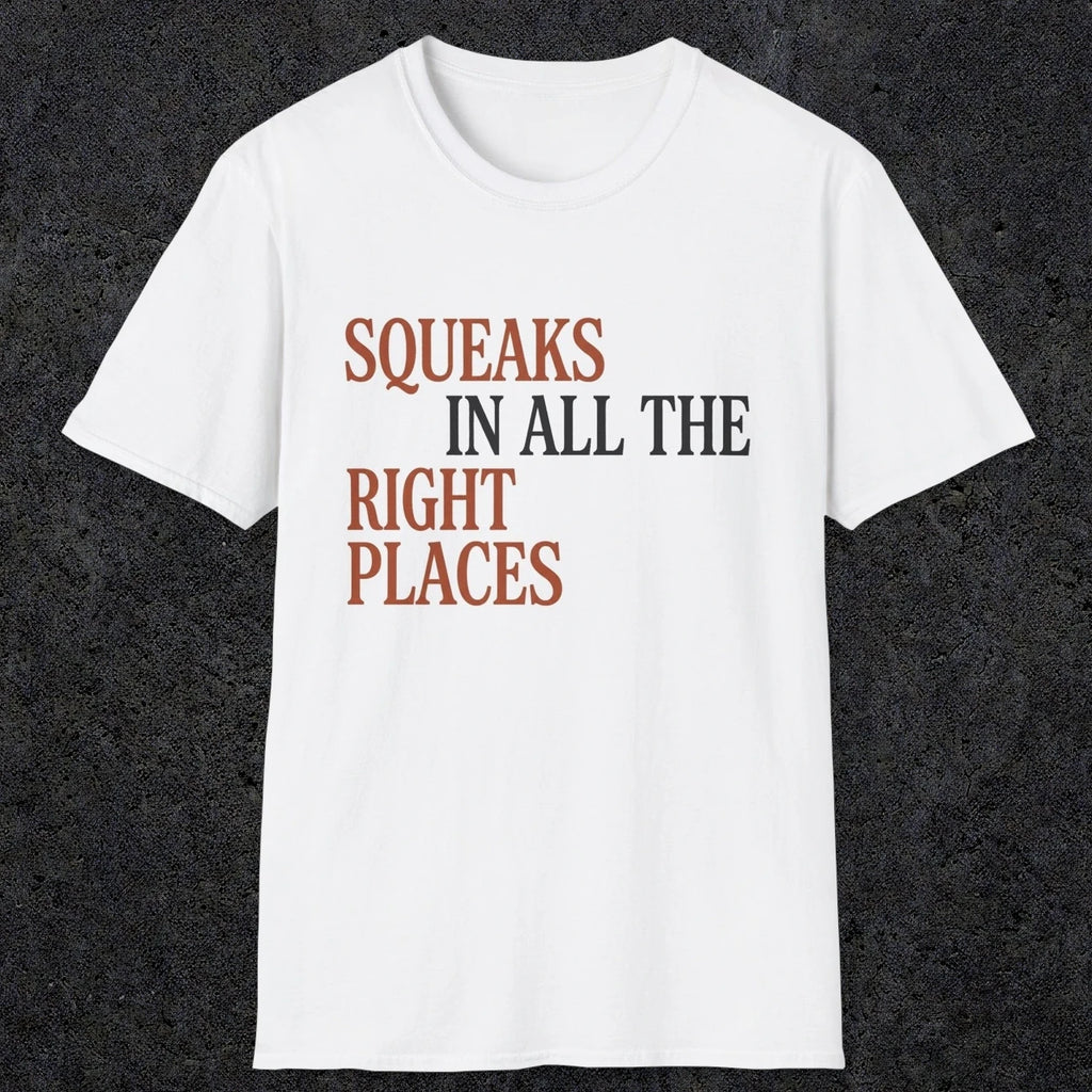 0044 Squeaks in all the right places | Funny Dad T-Shirt | RustyDad