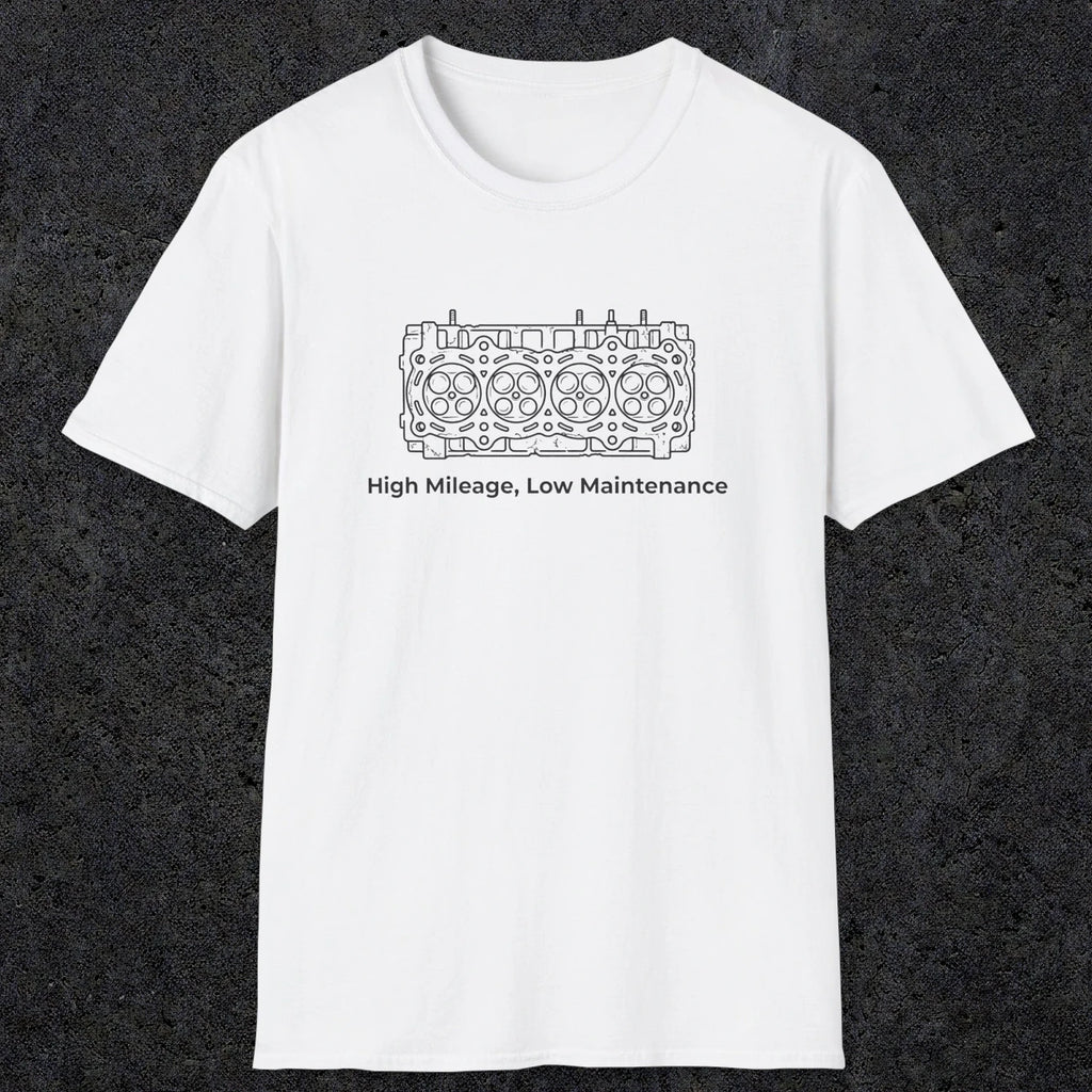 039 High Mileage, Low Maintenance | Funny Dad T-Shirt | RustyDad