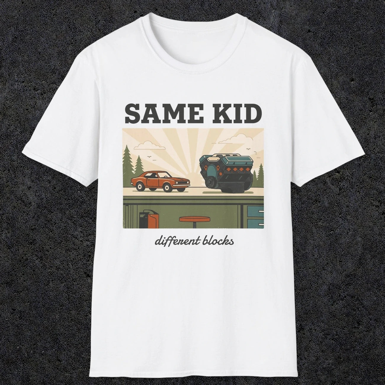 0550 Same Kid. Different Blocks. | Dad T-Shirt | RustyDad